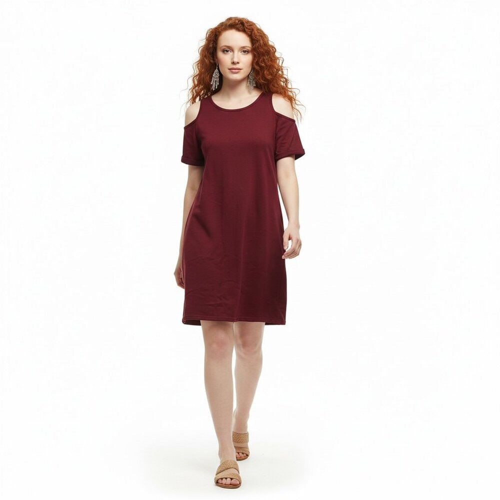 Torrid Cold Shoulder Wine Red Cozy Fleece Sweatshirt Dress Size 1X